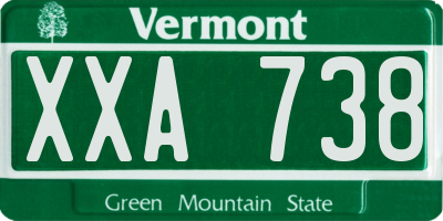 VT license plate XXA738