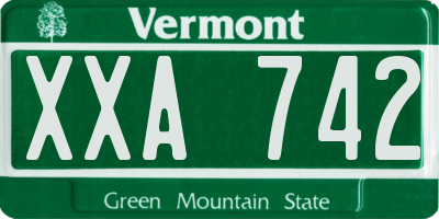 VT license plate XXA742