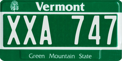 VT license plate XXA747