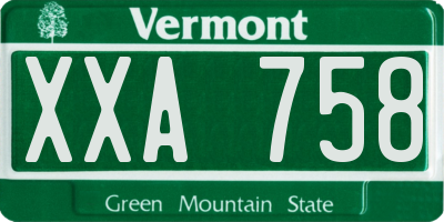 VT license plate XXA758