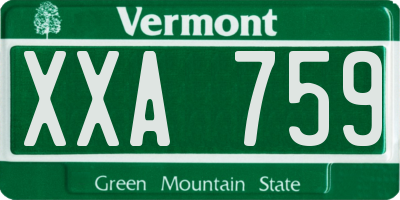 VT license plate XXA759
