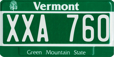 VT license plate XXA760