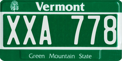 VT license plate XXA778