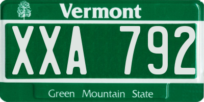 VT license plate XXA792