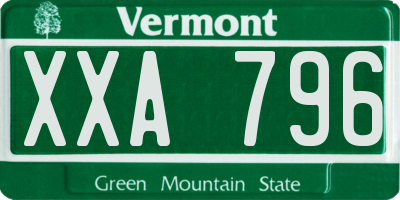 VT license plate XXA796