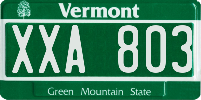 VT license plate XXA803