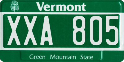 VT license plate XXA805