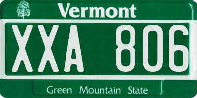 VT license plate XXA806