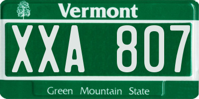VT license plate XXA807
