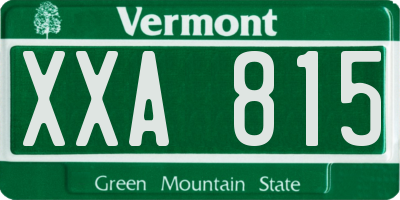 VT license plate XXA815