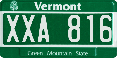 VT license plate XXA816
