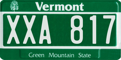 VT license plate XXA817