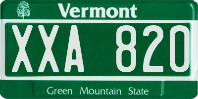 VT license plate XXA820