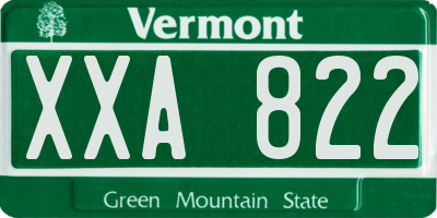 VT license plate XXA822