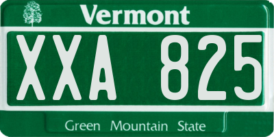 VT license plate XXA825
