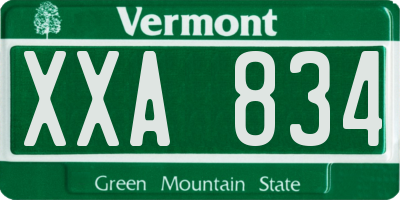 VT license plate XXA834
