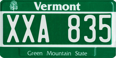 VT license plate XXA835