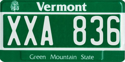 VT license plate XXA836