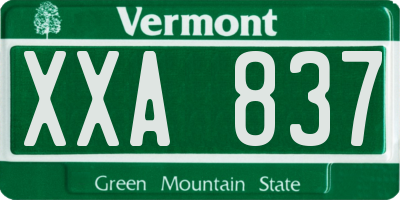 VT license plate XXA837