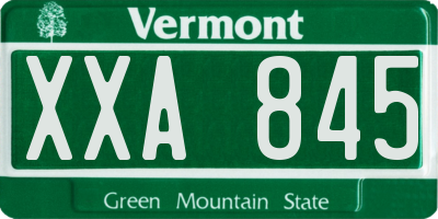 VT license plate XXA845