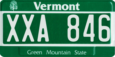 VT license plate XXA846