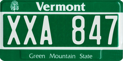 VT license plate XXA847