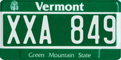 VT license plate XXA849