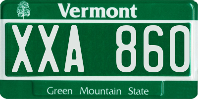 VT license plate XXA860