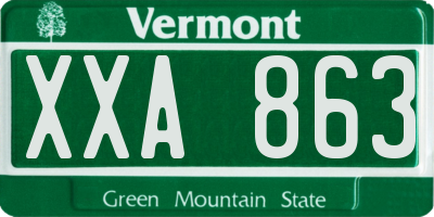 VT license plate XXA863