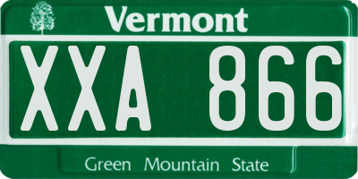 VT license plate XXA866