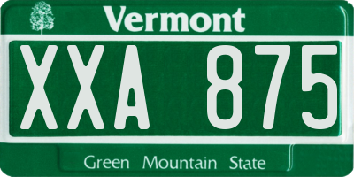 VT license plate XXA875