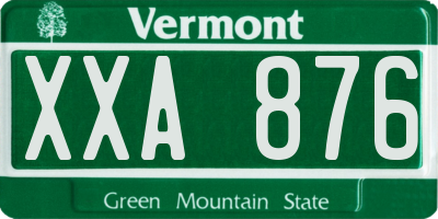 VT license plate XXA876