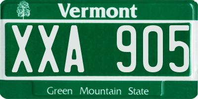 VT license plate XXA905