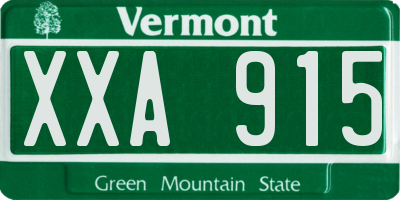 VT license plate XXA915