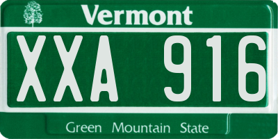 VT license plate XXA916