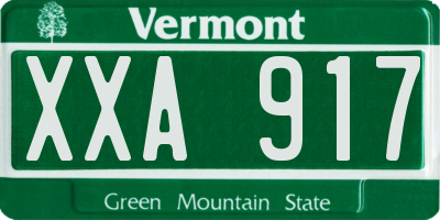 VT license plate XXA917