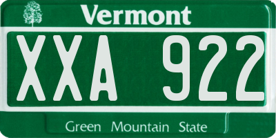 VT license plate XXA922