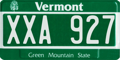 VT license plate XXA927