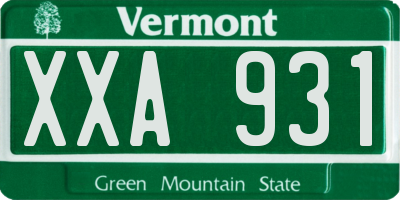 VT license plate XXA931