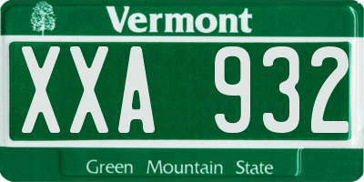 VT license plate XXA932
