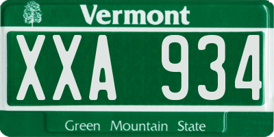 VT license plate XXA934