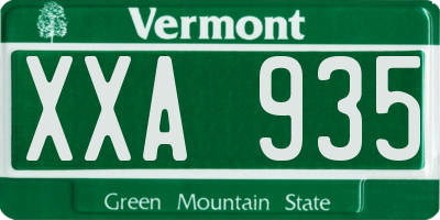 VT license plate XXA935