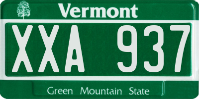 VT license plate XXA937
