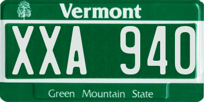VT license plate XXA940