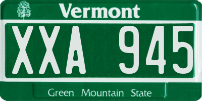 VT license plate XXA945