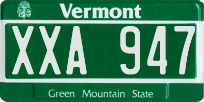 VT license plate XXA947