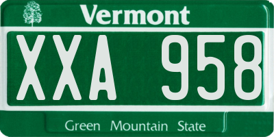 VT license plate XXA958