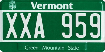 VT license plate XXA959