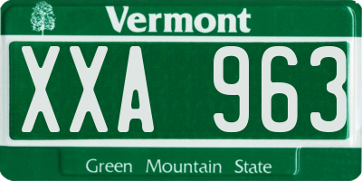 VT license plate XXA963