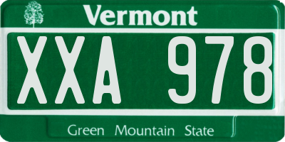 VT license plate XXA978